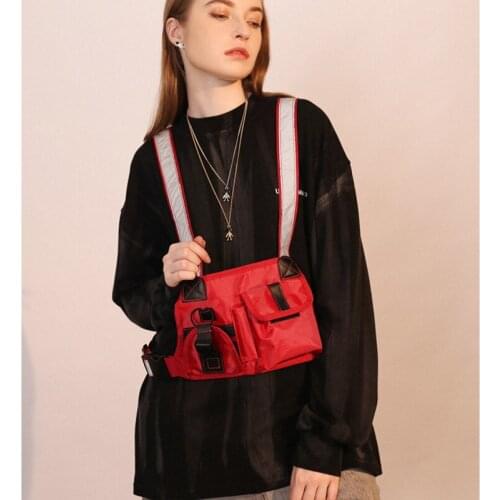 Adjustable Black Vest Hip Hop Streetwear Functional Tactical Harness Chest Rig Kanye West Waist Pack Chest Bag Fashion Nylon New