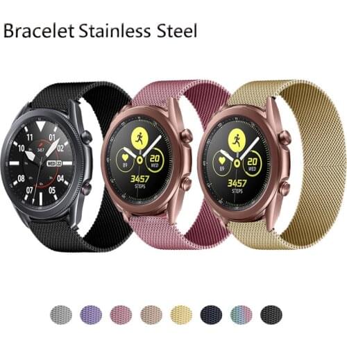 20mm 22mm Milanese Loop Magnetic Wrist Strap Band for Samsung Galaxy Watch3 41mm 45mm Stainless Steel Bracelet