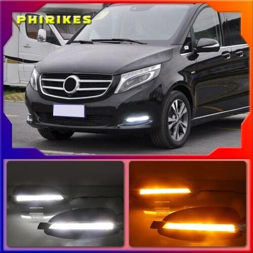 2PCS LED Daytime Running Light Car Accessories 12V DRL Fog Lamp For Mercedes Benz V-Class Vito V250 V260 2016 2017 2018