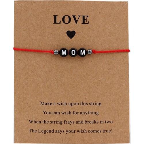 Alphabet MOM Bracelet Anniversary Wedding Red String Adjustable Rope Paired Couple Bracelets Set Customize Drop Shipping Women