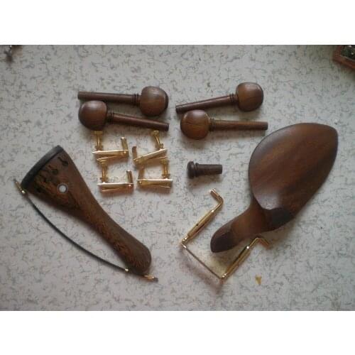 1 Set Wenge Violin Fitting 4/4 with Strings Violin Bridge Fine tuner gut clamp