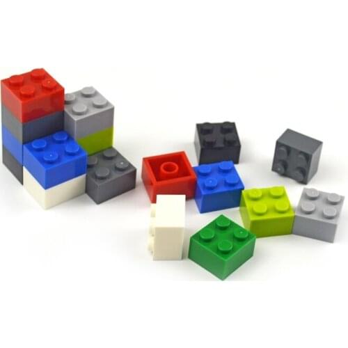 100pcs 2*2 DIY Bulk Building Blocks Compatible All Brands Thick bricks multiple color Educational Creative Toys for Children