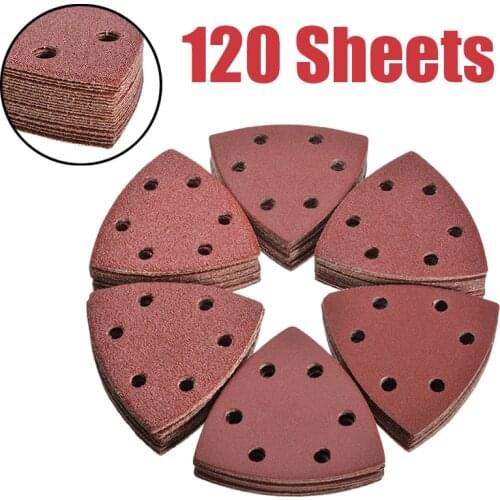 120Pcs Sanding Disc 40-240 Grit 6 Holes 93mm Triangle Delta Sanding Paper Hook Loop Sandpaper Disc Abrasive Tools