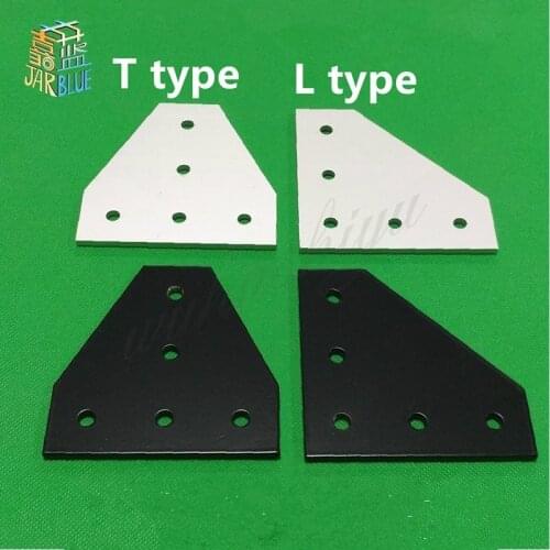 2pcs/lot 5 Hole Black/Silver Joint Board Plate Corner Angle Bracket Connection Joint Strip for 2020 3030 4040 Aluminum Profile
