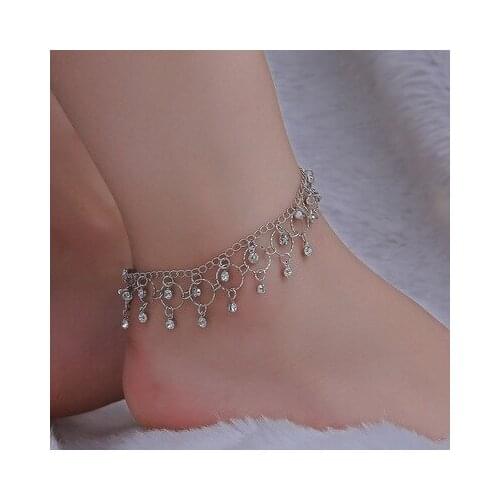 2021 Novelly Crystal Rhinestone Fringe Tassel Shoe Jewelry Chain Anklet for Women Accessories Jewelry Bohemian Beach Summer