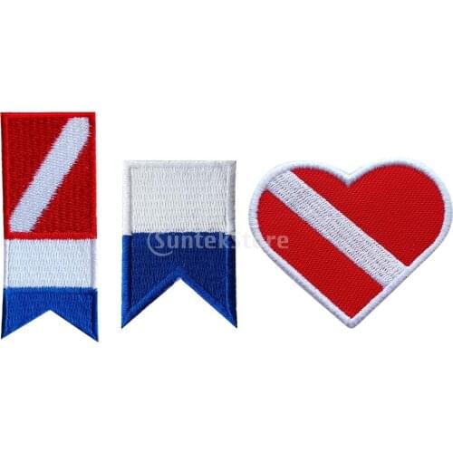 3Pcs Alpha Flag Diver Down Flag Patch Backpack Vest Bag Badge Scuba Diving Dive Sew On Iron-on Embroidered Patches Replacement