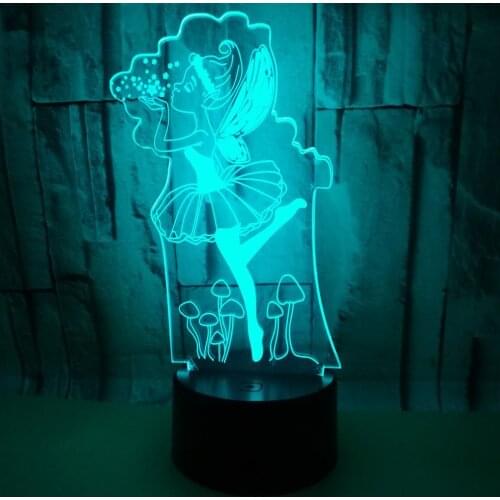 New Ballet 3d Nightlight Seven Colourful Touch Control Led Visual Desk Lamp Light Gift Person Customized 3d Table Lamp