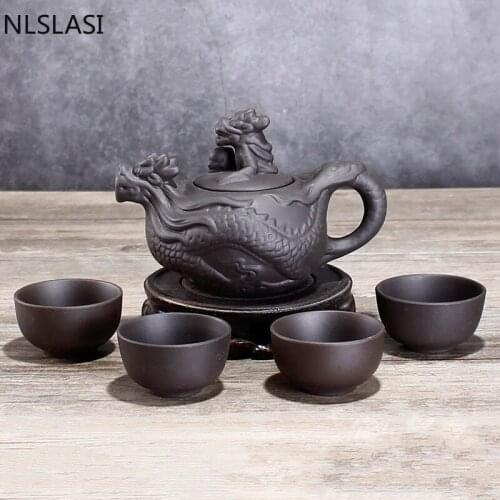 5 pcs/set Authentic Yixing tea set handmade Purple clay tea pot set Household tea infuser chinese teaware Tea Ceremony Gift