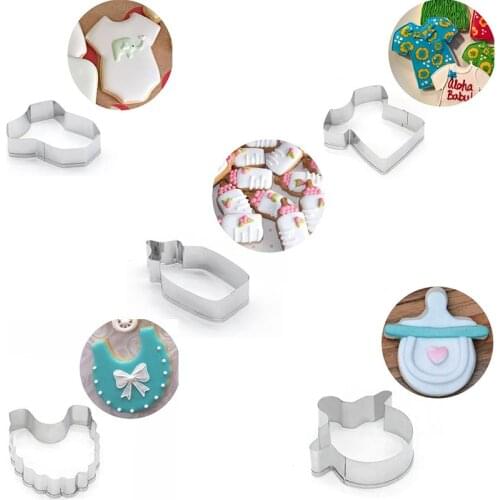 5pcs/set Stainless Steel Baby Series Cookie Cutter Slicer Fondant Cake Decorating Tools Pastry Baking Biscuit Mould Bakeware