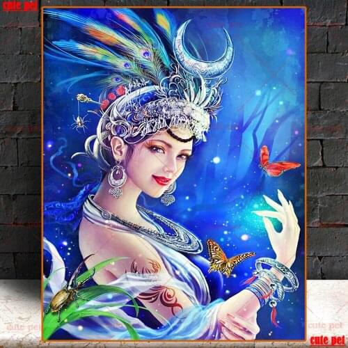 5D Diamond Painting Fantasy beautiful woman butterfly Handmade Needlework DIY Diamond Embroidery puzzle Mosaic Rhinestone Decor
