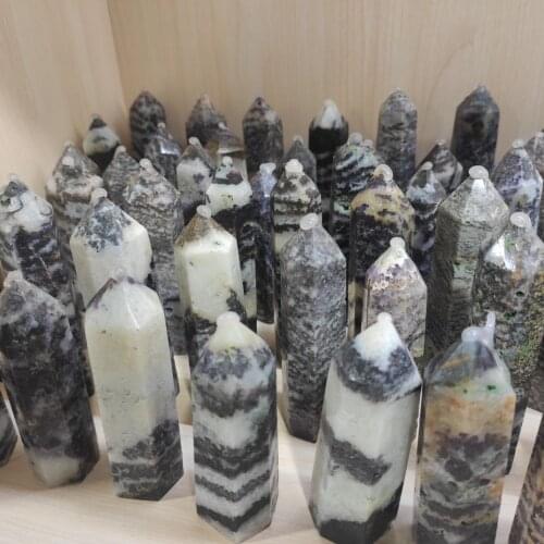 6-10cmNatural purple zebra Quartz Crystal Wand Healing Gem Stone Rock Hexagon Obelisk Point Minerals Feng Shui