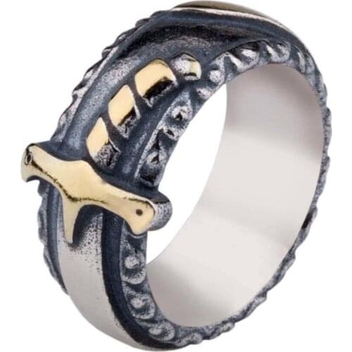 925 Sterling Silver Dirilis Ertugrul Gazi Sword Rings Graceful Gracious Men Jewelry Plain Model Turkish Special Hoop Elegant