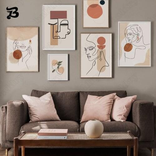 Abstract Line Figure Painting Geometric Wall Art Modern Nordic Canvas Posters and Prints Wall Picture for Living Room Decoration