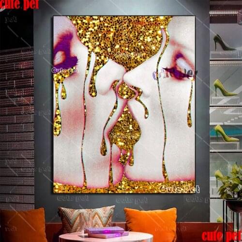 Diamond embroidery Golden art girl cross stitch Diy diamond painting sale modern Art picture Mosaic embroidery home decoration