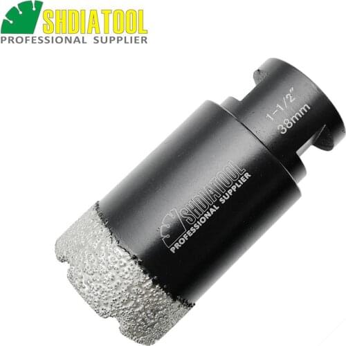 SHDIATOOL 1-1/2" Vacuum brazed diamond Dry drilling bits 5/8-11 connection Dia 38mm porcelain granite marble Masonry hole saw
