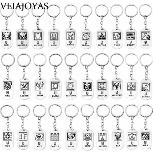 40Styles Game Rainbow Six Siege Keychains Stainless Steel Dog Tag Car Keyring Holder Game Figure Chaveiro Charm Jewelry Souvenir