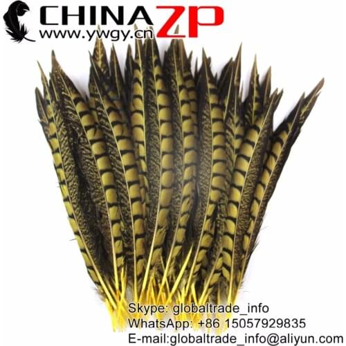 CHINAZP Feathersy 25 to 30cm Exporting Good Quality Yellow Dyed Lady Amherst Pheasant Feathers for DIY Craft Decoration