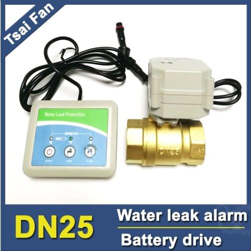 Intellegent water leak sensor alarm detector control electric valve automatically, leak protector used for DN25, 1" Pipe line