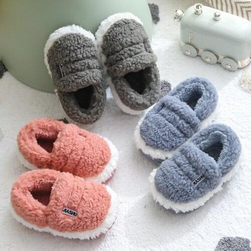 Kids girls cotton slippers boys home shoes winter/autumn children baby indoor slippers plush velvet thick soft bottom shoes