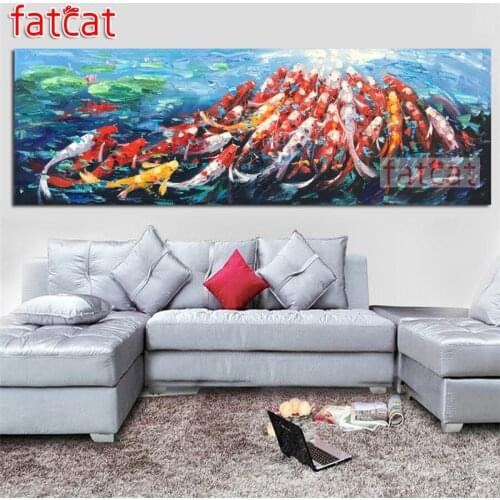 FATCAT Abstract colorful good luck fish large 5D Diy Daimond Painting Full Square Round Drill Rhinestone Embroidery Art AE1709
