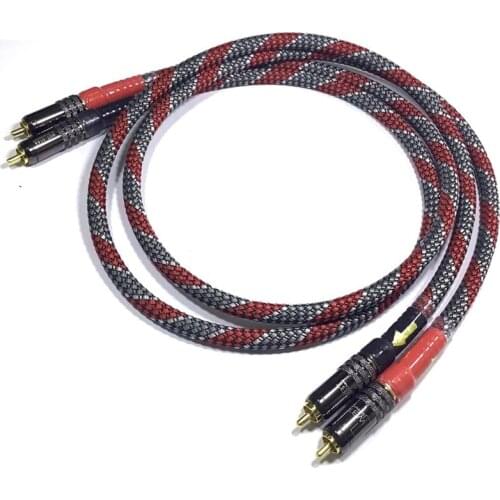 HIFI 4 Core Sliver Plated OCC RCA Signal Cable For Audiophile Amp CD DVD Player Audio Wire Link