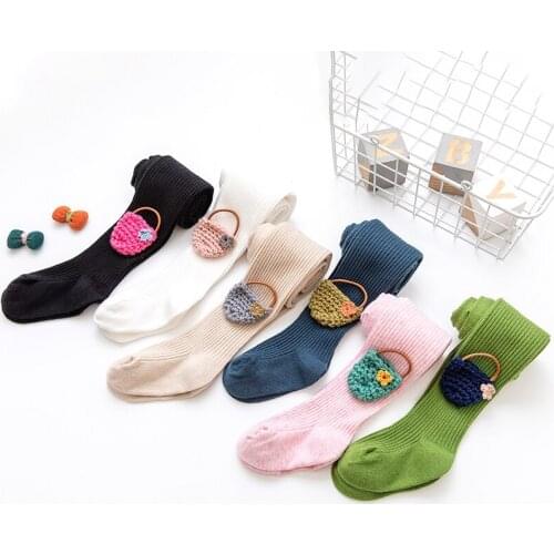 Cotton Children Pantyhose Spring Summer Pure Color Tights For Girls Knitted Cute Kids Stockings Suitable