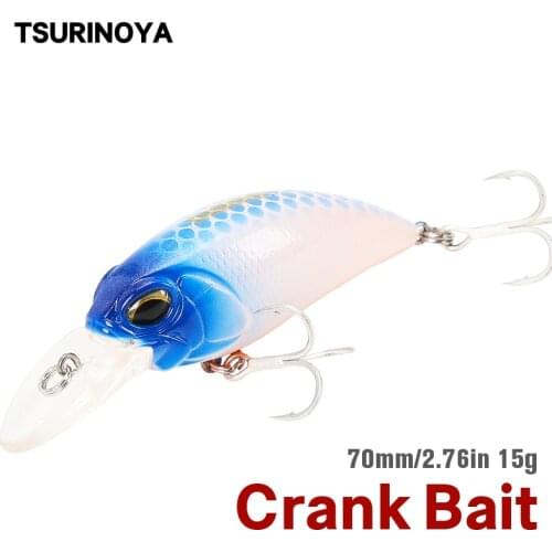 TSURINOYA 70mm 15g Crank Biat Fishing Lure DW30 Diving Depth 2.0m-2.5m Wobbler Artificial Hard Bait Pike Bass Jerkbait Lures