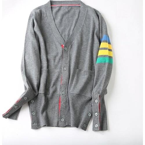 Long-sleeved sweetheart cashmere sweater TB style Couple-style cardigan new knitted cardigan women and men sweater