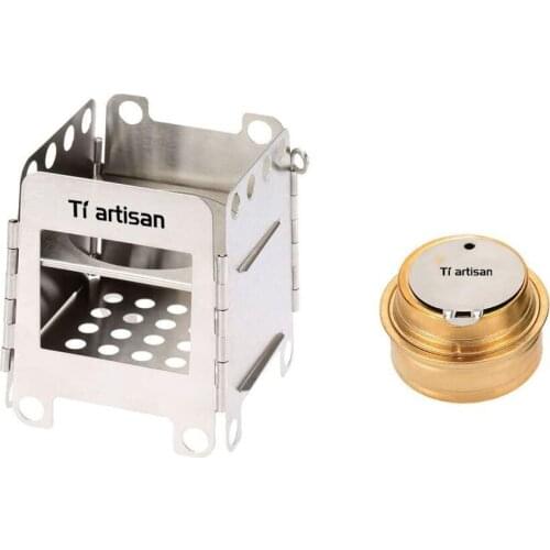 Camping Stainless Steel Wood Burning Stove and Mini Alcohol Stove Lightweight Brass Spirit stove Outdoor Hiking Picnic BBQ