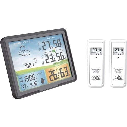 PT20 Multifunction wireless Weather Station Colorful LCD Alarm Clock Indoor Weather Forecast Barometer Thermometer Hygrometer