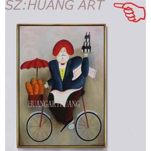 Restaurant Wall Art Canvas Painting Pasta Chef Personality Hand-drawn characters Cook Oil Painting Bakery Kitchen