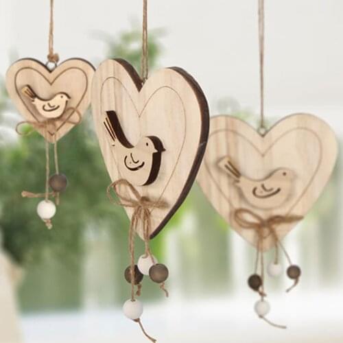 New Wooden Heart Shaped Pendant Nordic Hanging Ornament Fashion Animal Pendant Wall Decoration Festival Supplies Ornament Gift
