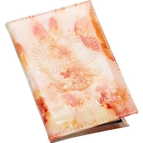 Coffee marble PU Leather Passport Cover Double-headed eagle Colourful Travel Passport Cover Travel Wallet Credit Card Holder
