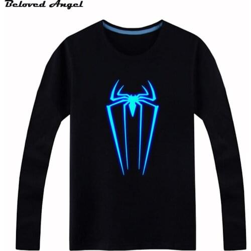 CT004 autumn 100cm-160cm Long sleeves Kids boys girls t shirt children tops Neon Print Party Club Night light punk top tees