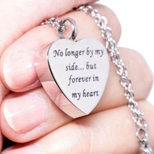 No Longer By My Side But Forever In My Heart Heart Shaped Necklace Cremation Pendant Ashes Urn For Pet/Human Memorial Jewelry