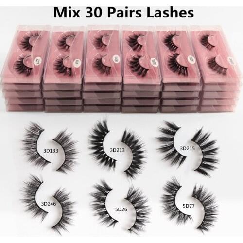 MAANGE Wholesale 30 Pairs 3D Mink Lashes with Box False Eyelashes Makeup Eyelash Extension Natural Faux Mink Eyelashes In Bulk