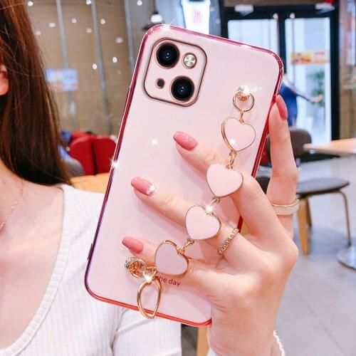 Luxury Plating Silicone Bracelet Phone Case For iPhone 13 12 11 Promax XSmax SE XS XR X 8 7 Plus Protection Cover