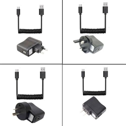 Wall usb charger Data & charger Spring Coiled USB Cable Cord TYPE-C Micro USB For android phone