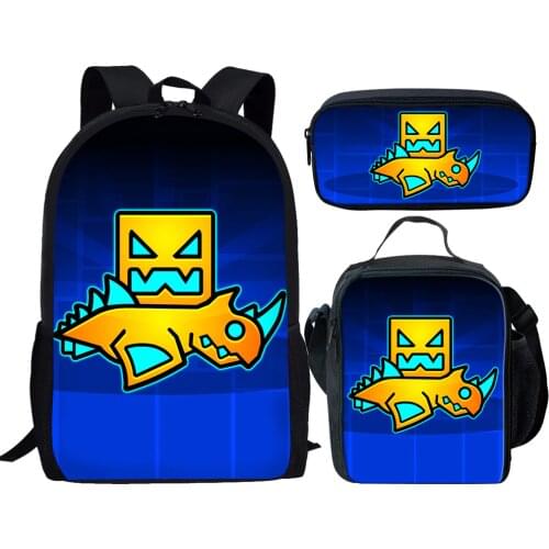 Geometry Dash Printing Cartoon School Bags for Girls Kids Backpack Child Schoolbag Set Children Bookbag for Student