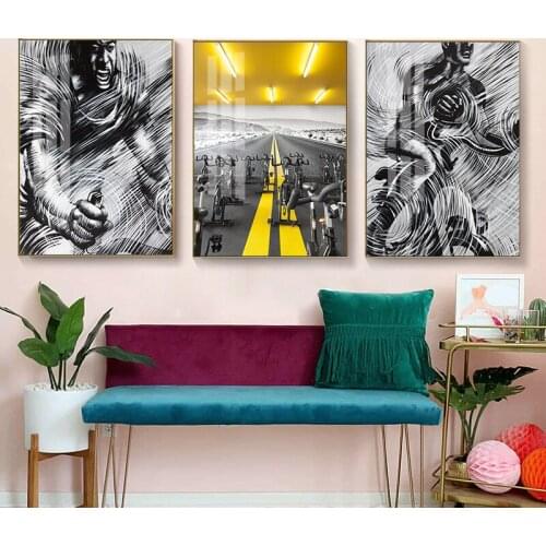 Nordic Fitness GYM Black and White Landscape Pictures Wall Art Canvas Painting Posters and Prints For Living Room Home Decor