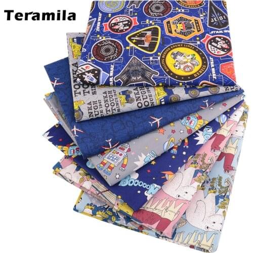 Teramila Fabric 100% Cotton Green Twill Material Bed Sheet Bedding Texitle Printed Cartoon Foxes Design Patchwork Set Crafts