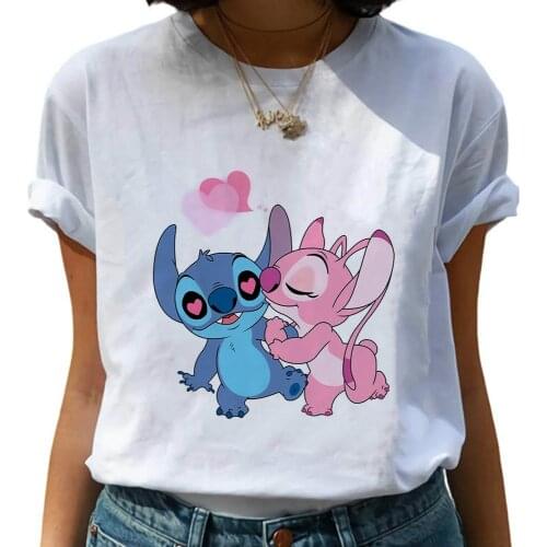 Disney Lady Anime Cartoon Print Top Summer Lady Fashion T-shirt Street Casual Wear Short Sleeve
