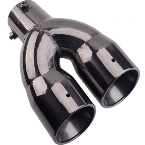 Universal Titanium Black 63MM 2.5'' Inlet Dual Rear Muffler Exhaust Tip Tail Pipe Outlet Stainless steel