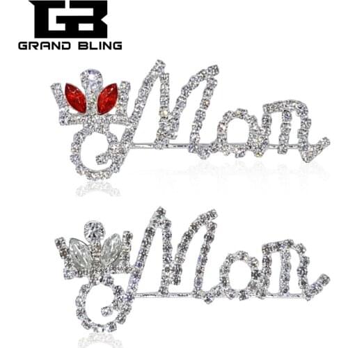 Fantasic Design Blingbling Crystal Brooch Jewelry "MOM" Word Pin Gift for Mothers day