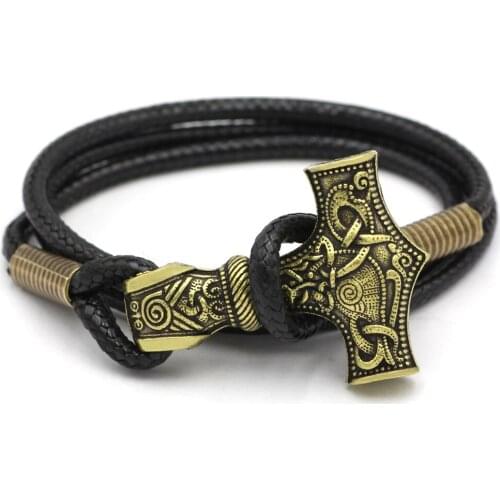 Youeshone 10pcs Huge Thor Hammer Mjolnir Viking Amulet Hammer Scandinavian Bracelet- 23cm