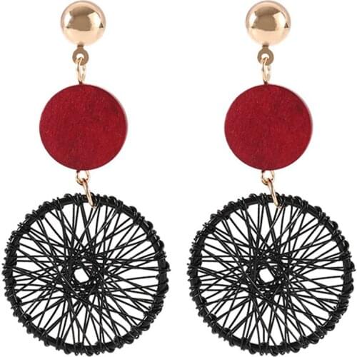 CRLEY Bohemia Statement Dream Catcher Earrings Round Drop Earrings for Women Wedding Long Fringed Earrings Jewelry Gifts