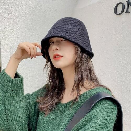 Winter Bucket Hat Panama Hat For Women Men Outdoor Windproof Kitted Wool Warm Autumn Female Fishing Cap Gorros
