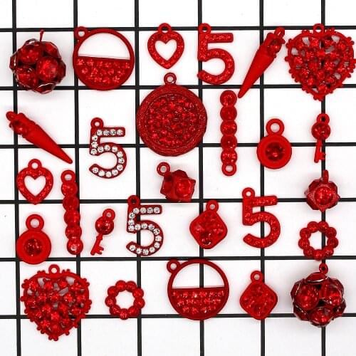10/20pcs Random Mixing Red Enamel Rubber paint China style Charms For Unisex DIY Necklace Earring KeyChain Jewelry Making Gifts