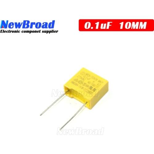 10pcs 100nF capacitor X2 capacitor 275VAC Pitch 10mm X2 275V Polypropylene film capacitor 0.1uF