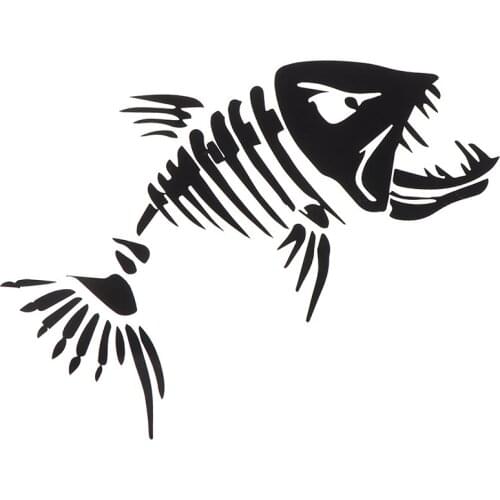 2 Pieces Fish Teeth Mouth Stickers Skeleton Fish Stickers Graphics Accessories for Kayak Fishing Boat Canoe Dinghy Window Car